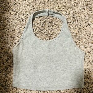 Gray Ribbed Halter Top